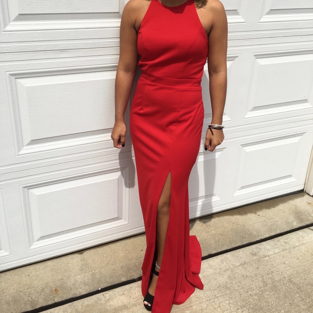 Perfect simple red long prom dress!!